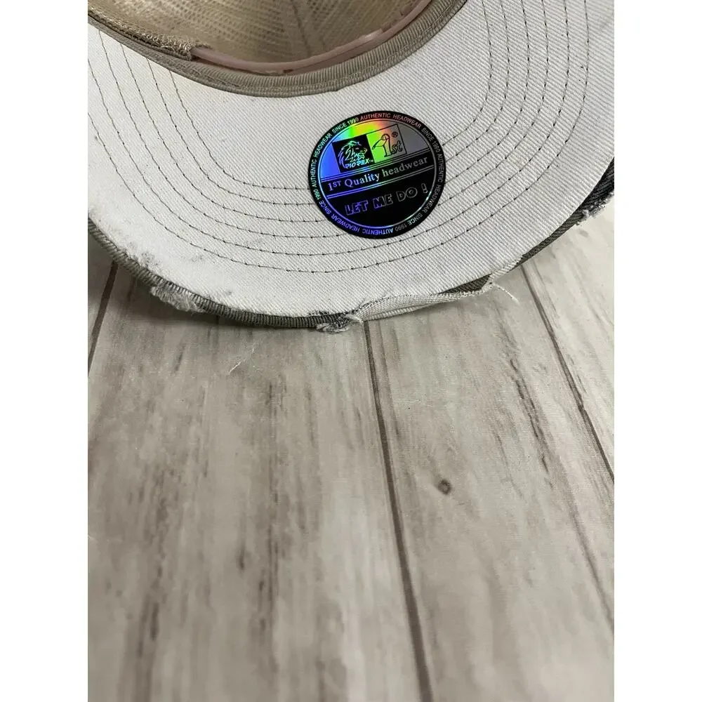 Bulzeye Hat Mens Beaded Cap Camo Tease Me Print Heart Embroidered Ripped A3